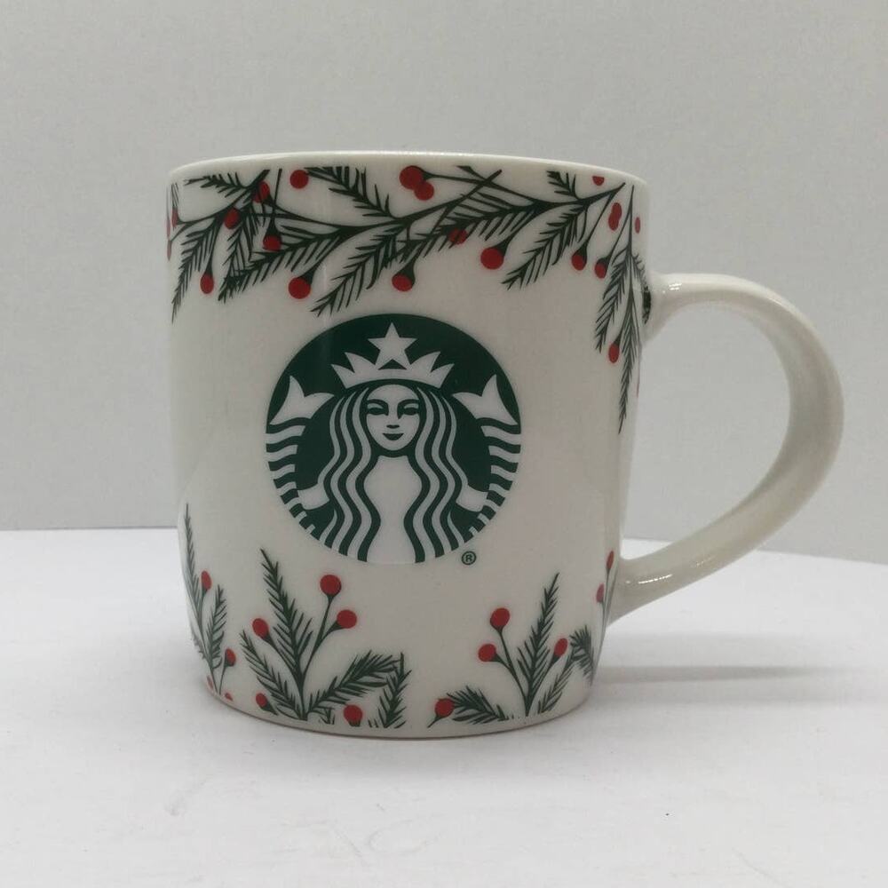 Starbucks Christmas Ceramic 12oz Coffee Mug Cup Holly Berry